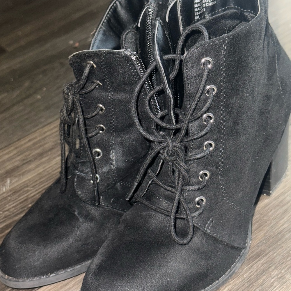 Diba Charcoal Lace-Up Ankle Boots